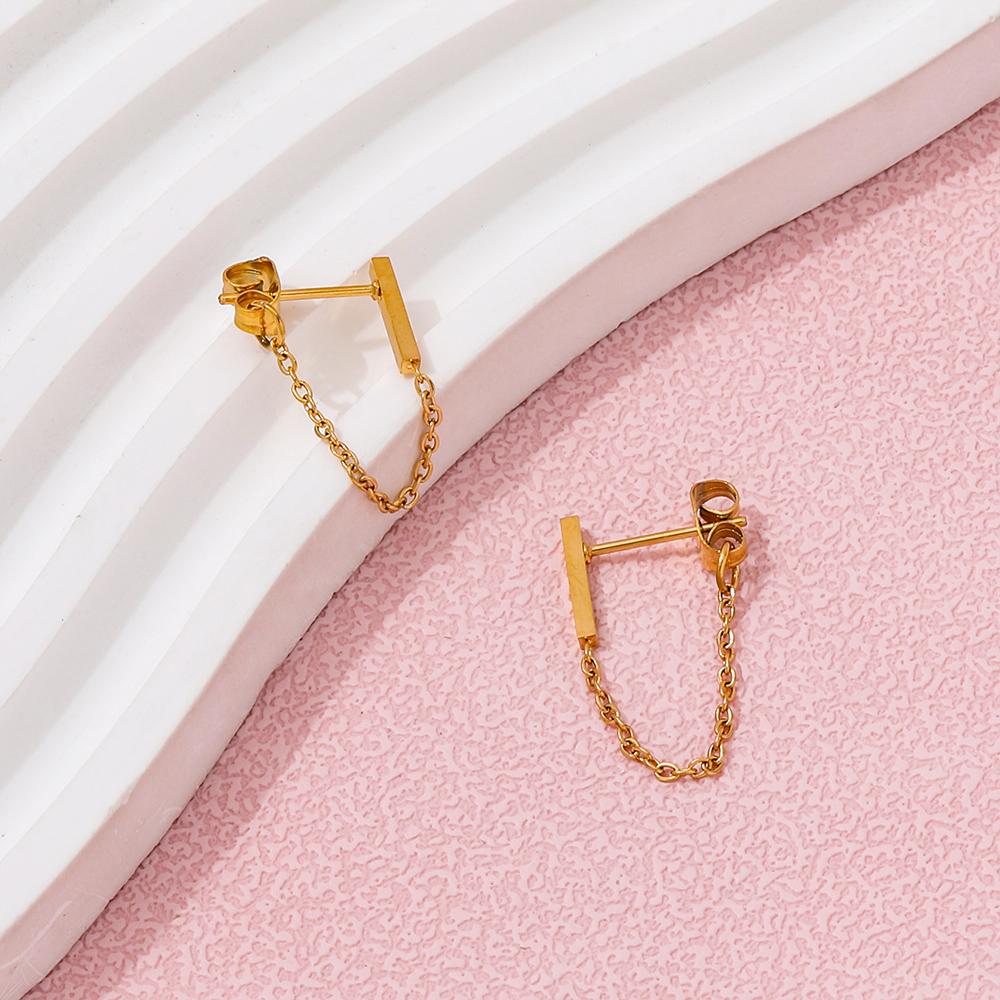 Fenny 18K PVD Plated High Quality Trendy Elegant Chain Tassel Drop Stainless Steel Hoop Earring for Women