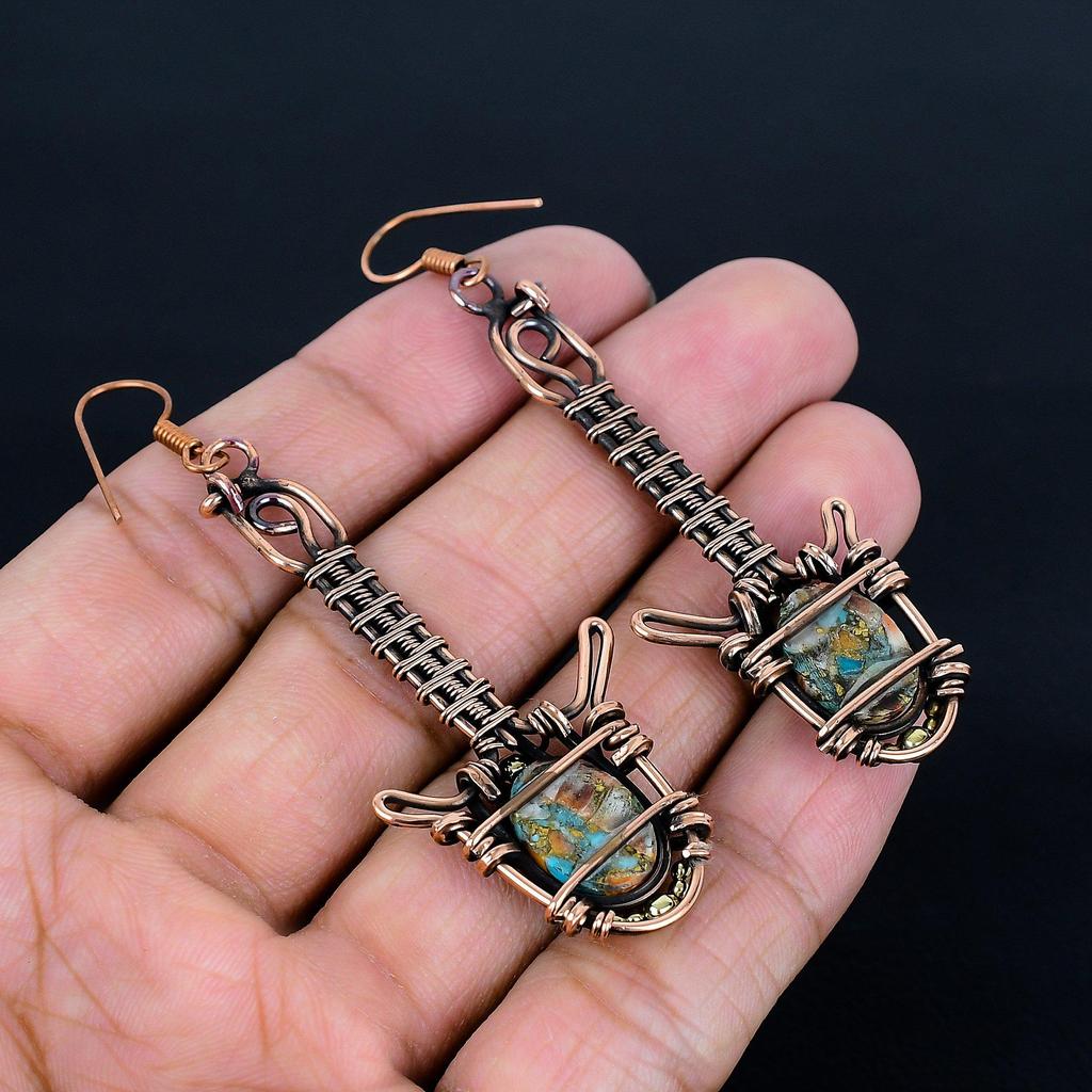 Orange Spiny Oyster Earrings, 999 Copper Wire Wrapped Gemstone Jewelry, Handmade Earrings Amazing Jewelry, Gift For Her