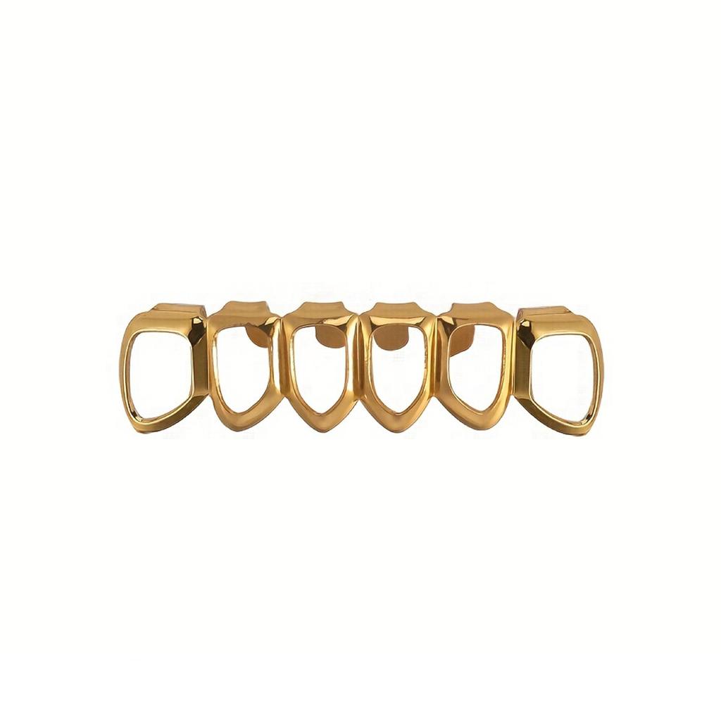 European Six-Tooth & Four-Tooth Hollow Fangs with Flat Teeth Hip Hop Grill Set