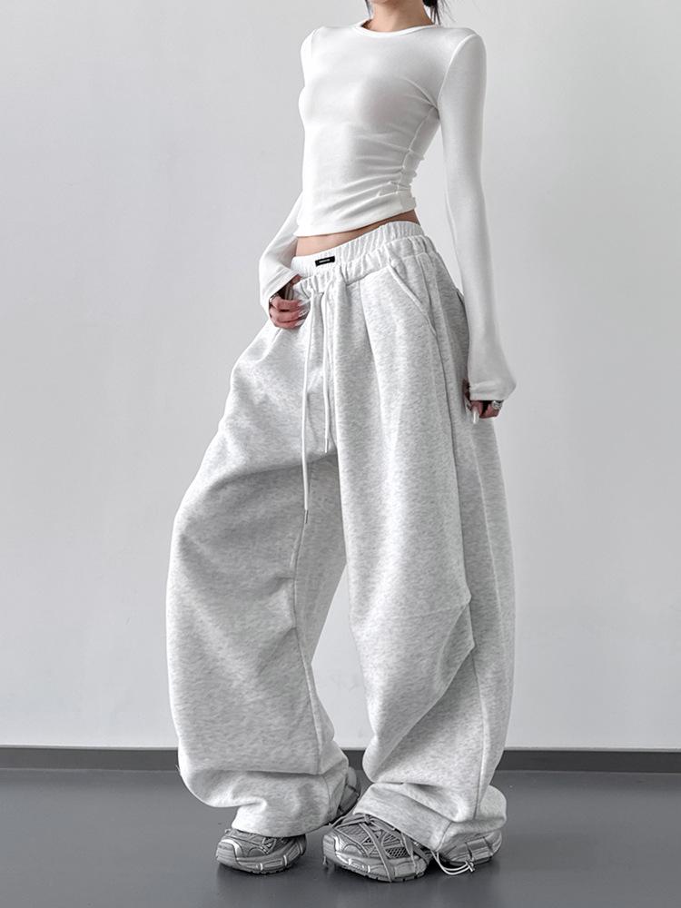 2025 Popular Women's Autumn Wide-Leg Sports Pants with Double Waistband