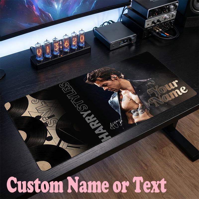 Harry Styles Customized Name Text Mouse Pad, Large Desk Mouse Mat Personalized Home Office Present