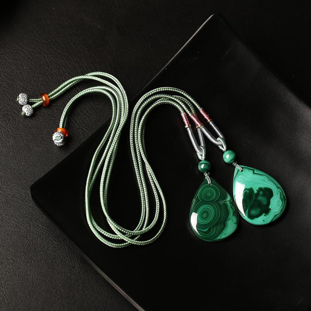 Natural peacock stone, button, no event pendant, cloud necklace, pendant, DIY accessories, accessories, vintage sweater chain