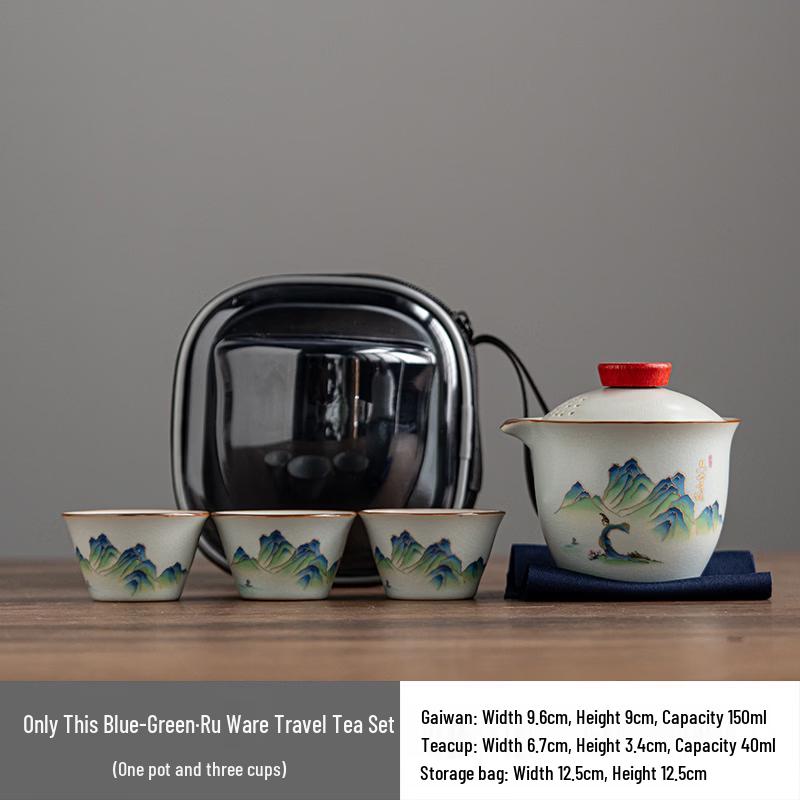 Ru Kiln Ceramic Portable Travel Tea Set - Only This Green