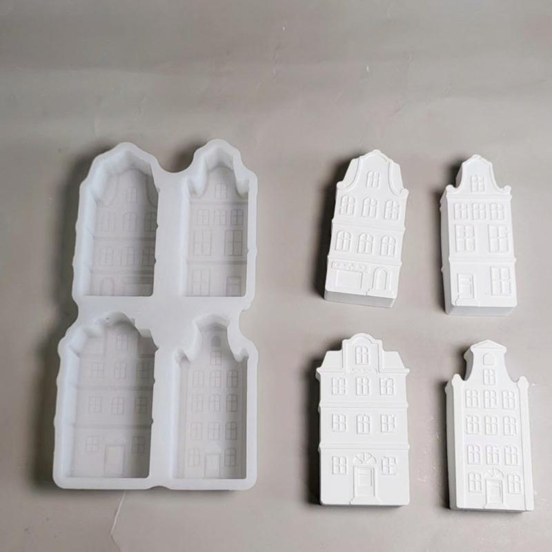 Food Safe Silicone House Molds for Home Decors Party Crafts Candle Soap Making Reusable Family Friendly Activity Set