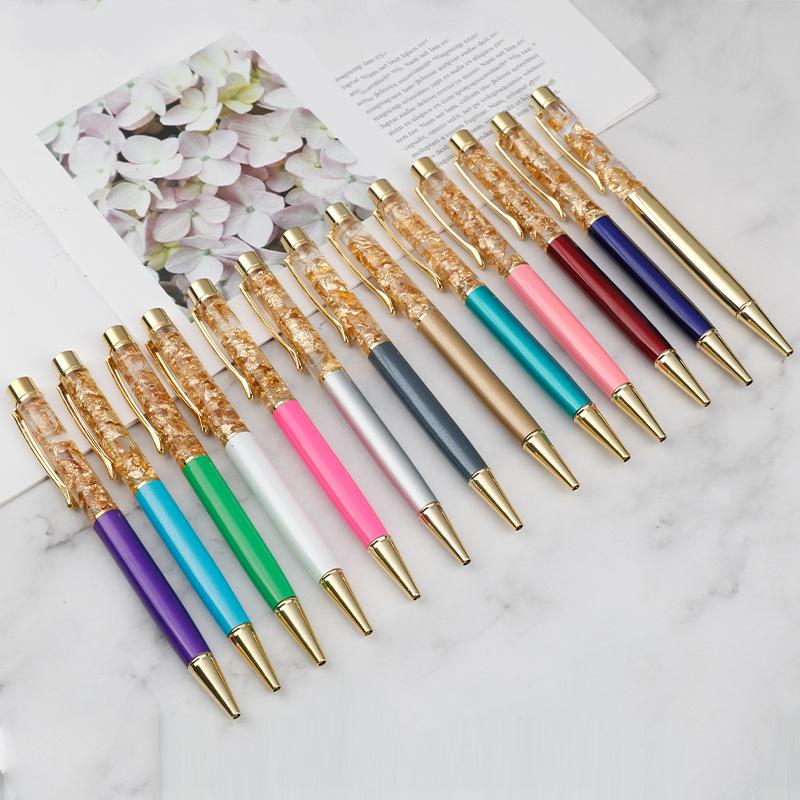 Gold Crystal Foil Metal Ballpoint Pen - Signature & Gift Pen with Laser Engraving