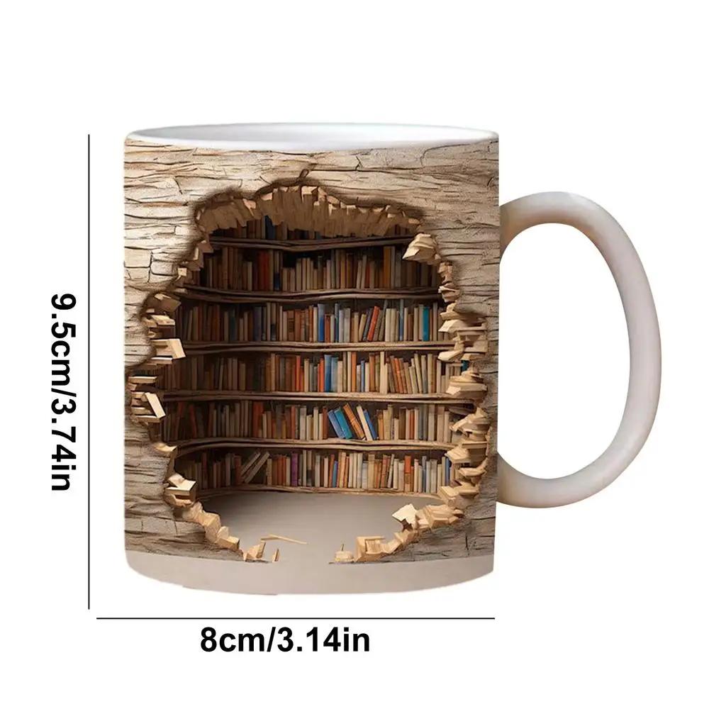 350 ml 3D-effekt bokhyllekrus Creative Space Design Keramisk krus Bibliotekkrus Bokelskere Kaffekopp Julegaver til lesere
