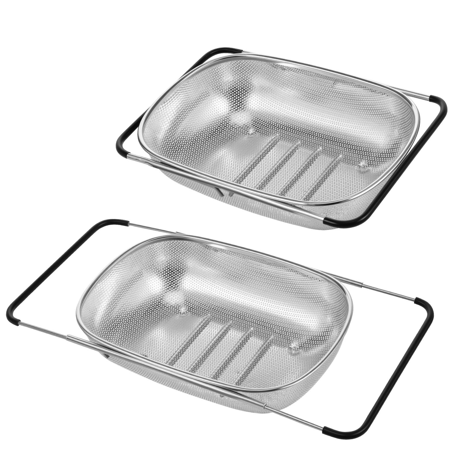 

2Pcs Stainless Steel Strainer with Handles Kitchen Food Pasta Strainer Basket Quick Drainage for Drain Pasta Rinse Fruit