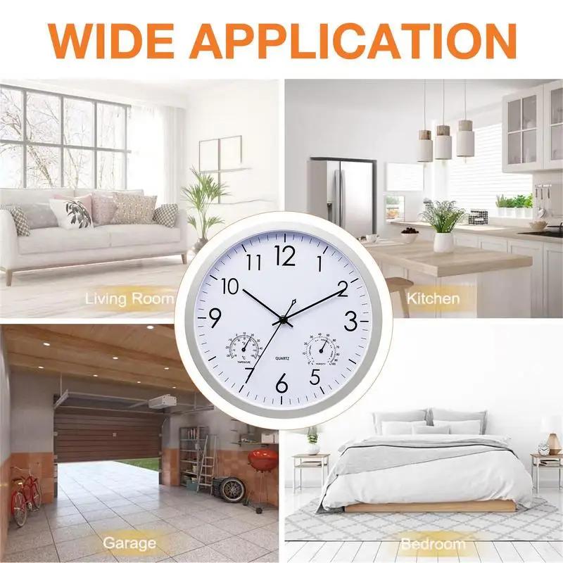 Utomhusklocka Dekorativ Rund Klocka Med Termometer och Luftfuktighet Stora Väggklockor Vattentät Elegant Retro Tyst Klocka