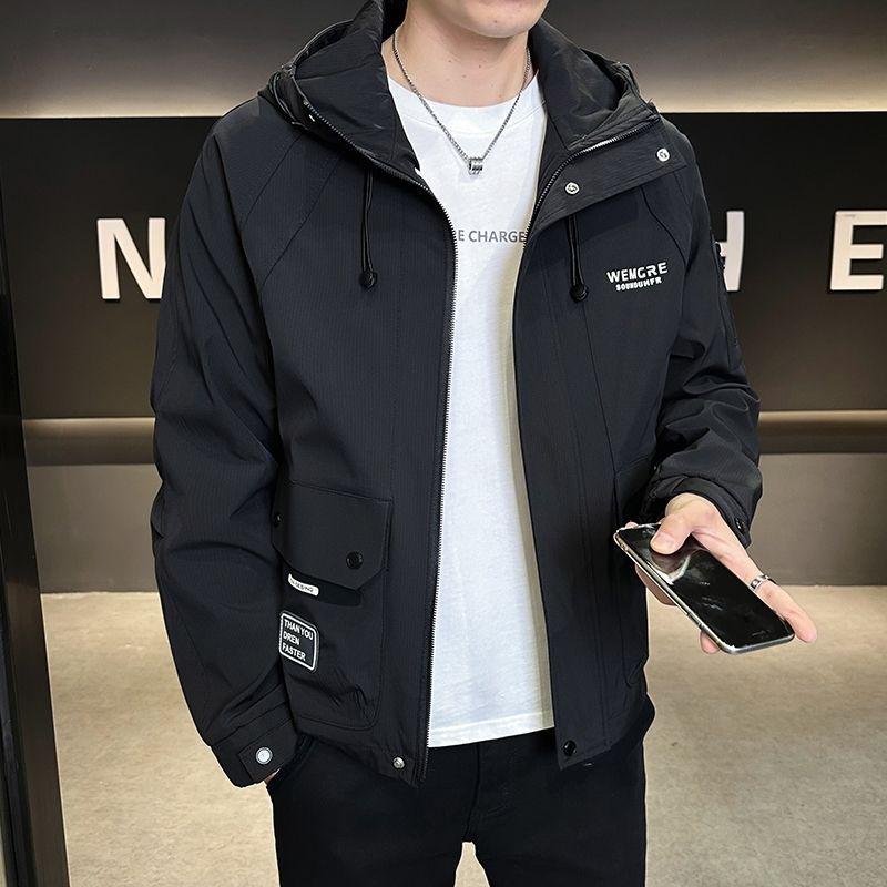 

2025 Men s Trendy Stand-up Collar Windbreaker Jacket - Spring & Autumn, Youth Style, Free Shipping M (50-58 kg)