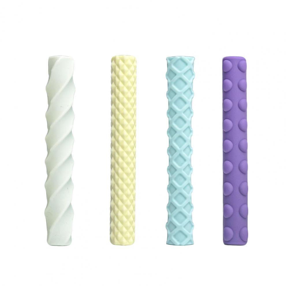 4Pcs 10cm Silicone Pencil Grips Ergonomic Textured Sleeves For Kids Adults Anxiety Relief Smooth Writing Handwriting Pen Cover