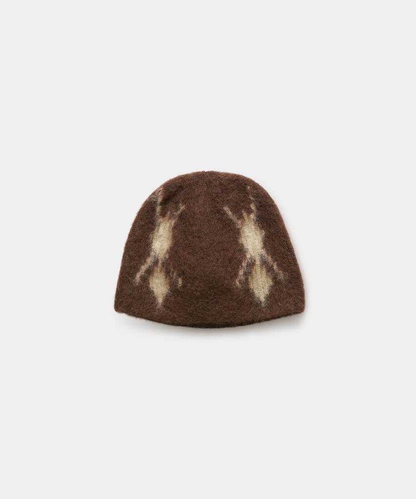 Kueo Hairy Mixed Argyle Beanie (Melange Brown)