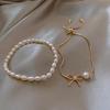 Ladies Fashion Simple Personality Freshwater Pearl Two-piece Bracelet Chain Temperament Adjustable Bracelet