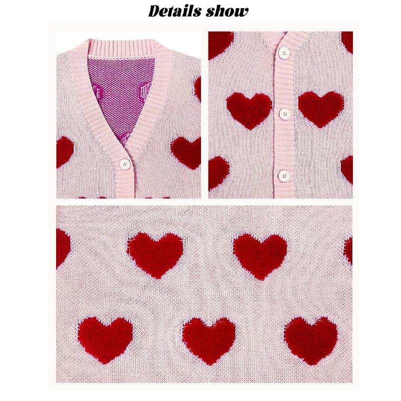 Women's Fashion Casual Fall Winter Love Letter Print Long Sleeve V-Neck Tops Women's Clothing Woolen Knitwear Sweaters