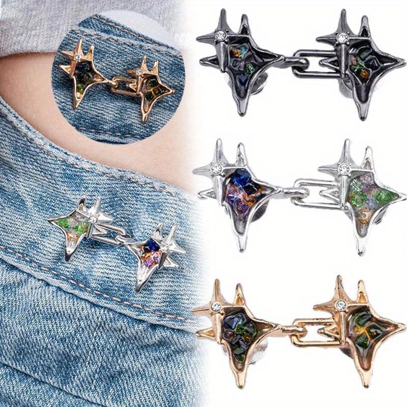 

3 шт. Поясная пряжка с искусственным бриллиантом, декоративные пуговицы для пояса в форме креста и звезды, без шитья, съемная пуговица для регулировки талии 3Pcs