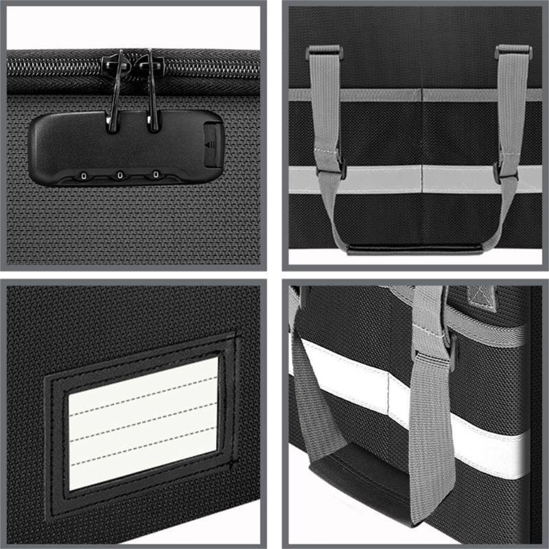Portable Heat Proof File Box With Insulation Layer And Adjustable Handle For Easy Transport