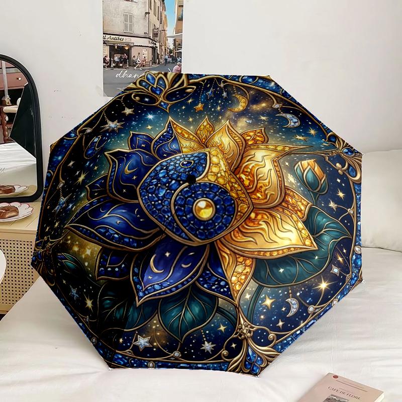 Celestial Lotus Harmony Umbrella 8-Frame for Travel, camping, Casual Lightweight Portable Umbrella, Essential for every family Holidays Gift