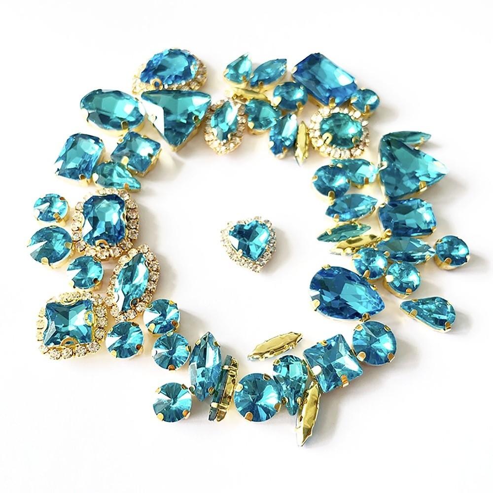 50pcs Set Shining Multicolor Water Drop Rhinestone DIY Craft Mixed Claw Drill Buckle Crystal Buckle Wedding Dresses