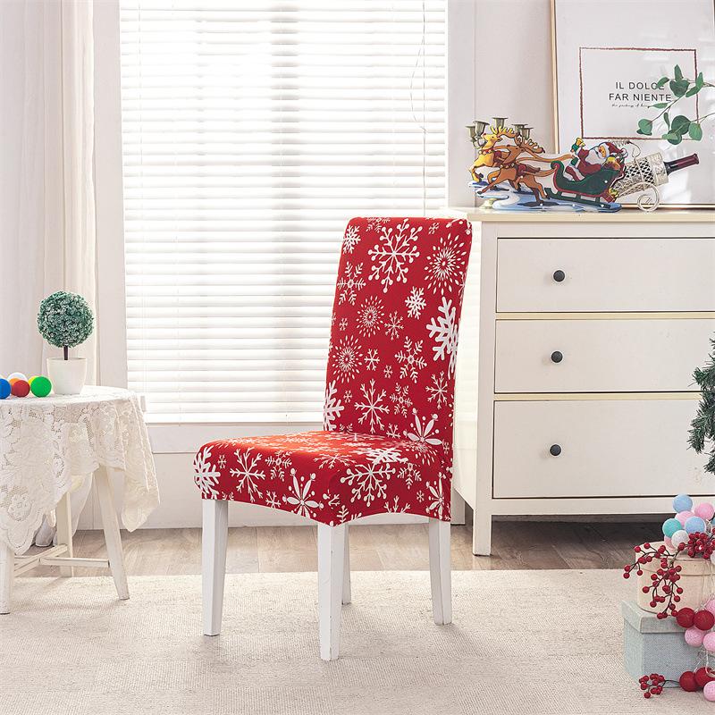 Printed Christmas Day Elastic Chair Cover Household One-Piece Half-Pack Stool Cover Hotel Dining Table Chair Cover