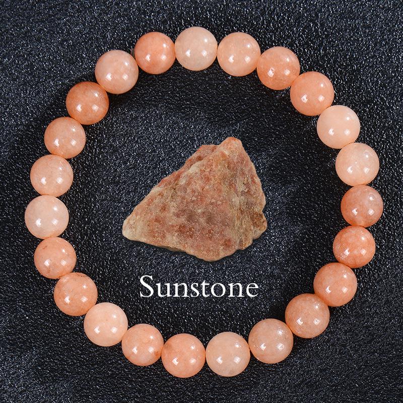 Apatite Sunstone Elastic Bracelet - Natural Agate Crystal Beads