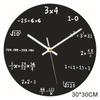 Creative Mathematic Wall Clock 30cm Math Formulas Student Glass Clock Black