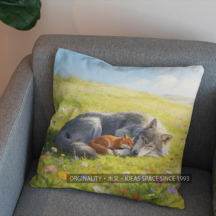 

D Wolf in Scenic Meadows Printed Pillow Covers Pattern Cushion Cover Suitable for Sofa Bedroom Car Pillow Cover 40cmx40cm