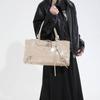 Glossy Faux Leather Duffel Bag Women's Fashion Shoulder Tote with Front Zip Pocket and Adjustable Strap