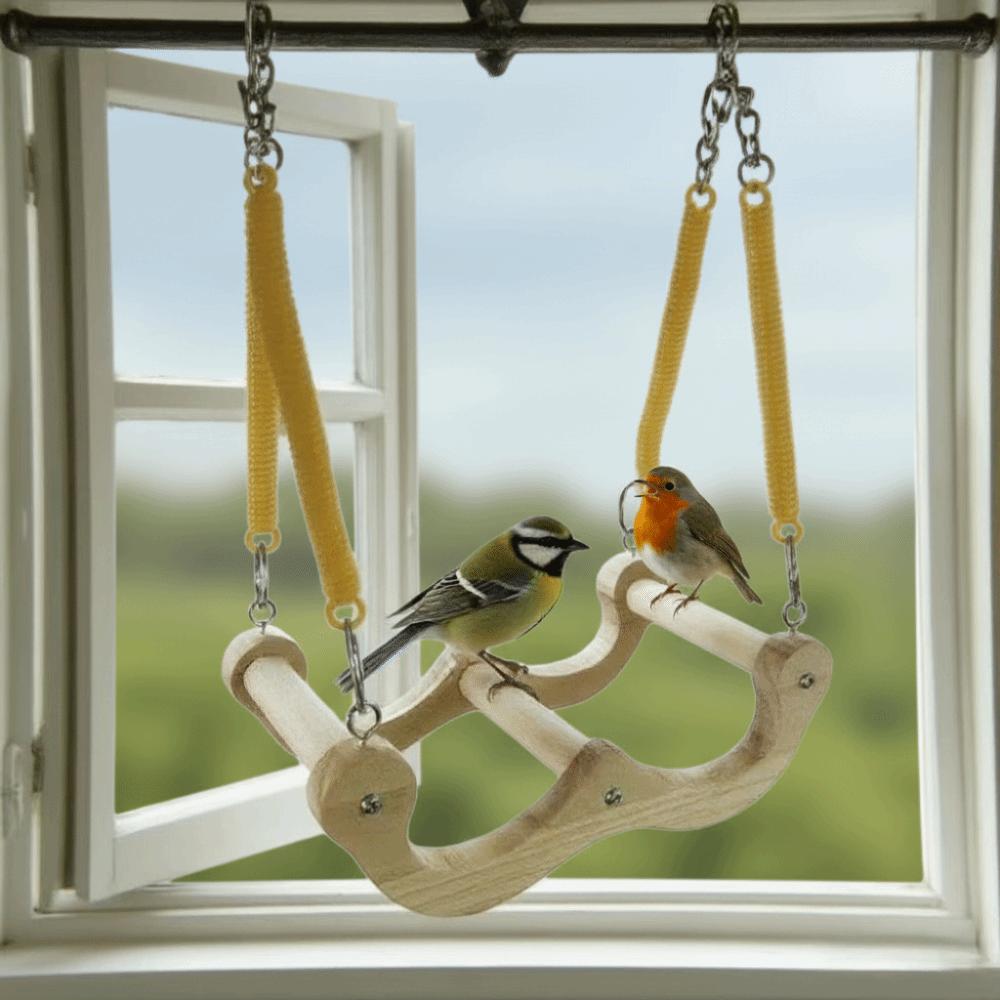 Wear Resistant Wood Bird Swing Chew-resistant Parrot Play Rack Bird Training Stand  Bird Enrichment