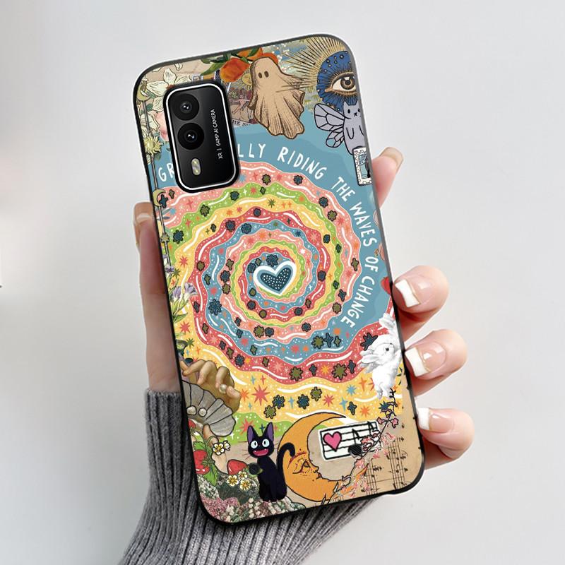 Casing For Nokia XR21 Case Aesthetic Fashion Cute Cat Astronaut Cartoon Black TPU Silicone Soft Shockproof Phone Case Back Cover