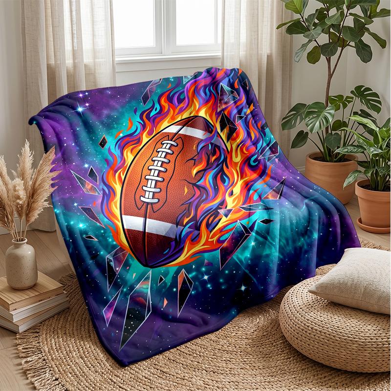 Flaming Football Fiesta Theme blanket Lightweight Warm Flannel Blanket Decorative Throw Blanket for Home Decoration