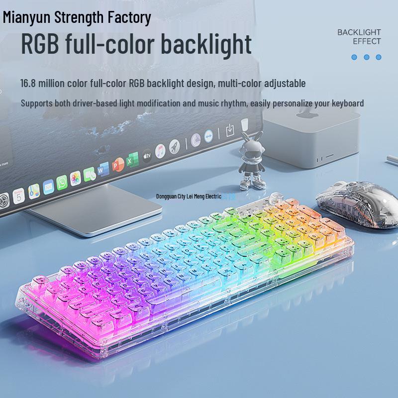 Transparent Wireless Bluetooth Crystal Keyboard & Mouse Set - Silent Mechanical for Girls’ Office