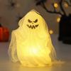 Svítící ozdoba duch Halloween duch světlo závěsná dekorace duch s gázou na krbovou římsu stůl zeď hororově tematické party potřeby