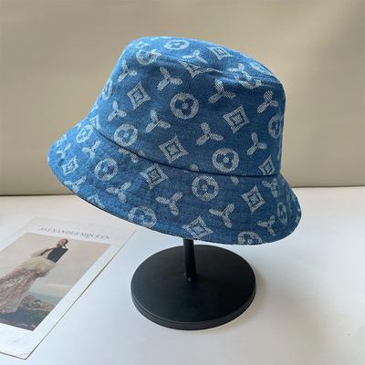 Japanese Style Denim Printed Fisherman Hat for Women In Spring and Summer Korean Style Versatile Face Enhancing Bucket Hat  Sunshade Basin Hat