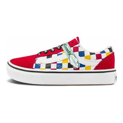 Série Old Skool Toile Damier Tendance Polyvalent Sports Bas Enfants Chaussures de Skate Rouge Blanc Bleu Color Block Baskets pour Enfants VN0A4U1Q2JR