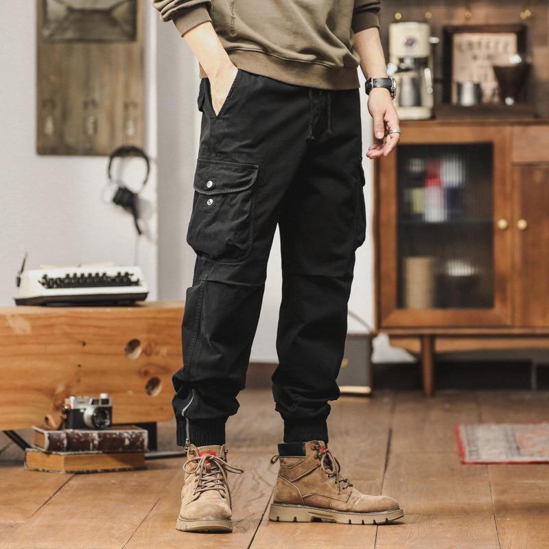 Men's Overalls Casual Leggings Loose Retro Multi-pocket Trousers Trendy Brand Men's Pants High Sense