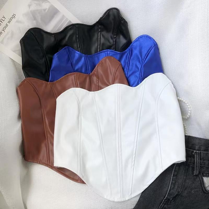 

ITOOLIN женский облегающий сексуальный панк-клубный бюстгальтер из искусственной кожи, нижнее белье, топы на бретелях, женские вечерние уличные топы с открытой спиной Y2K, укороченные топы