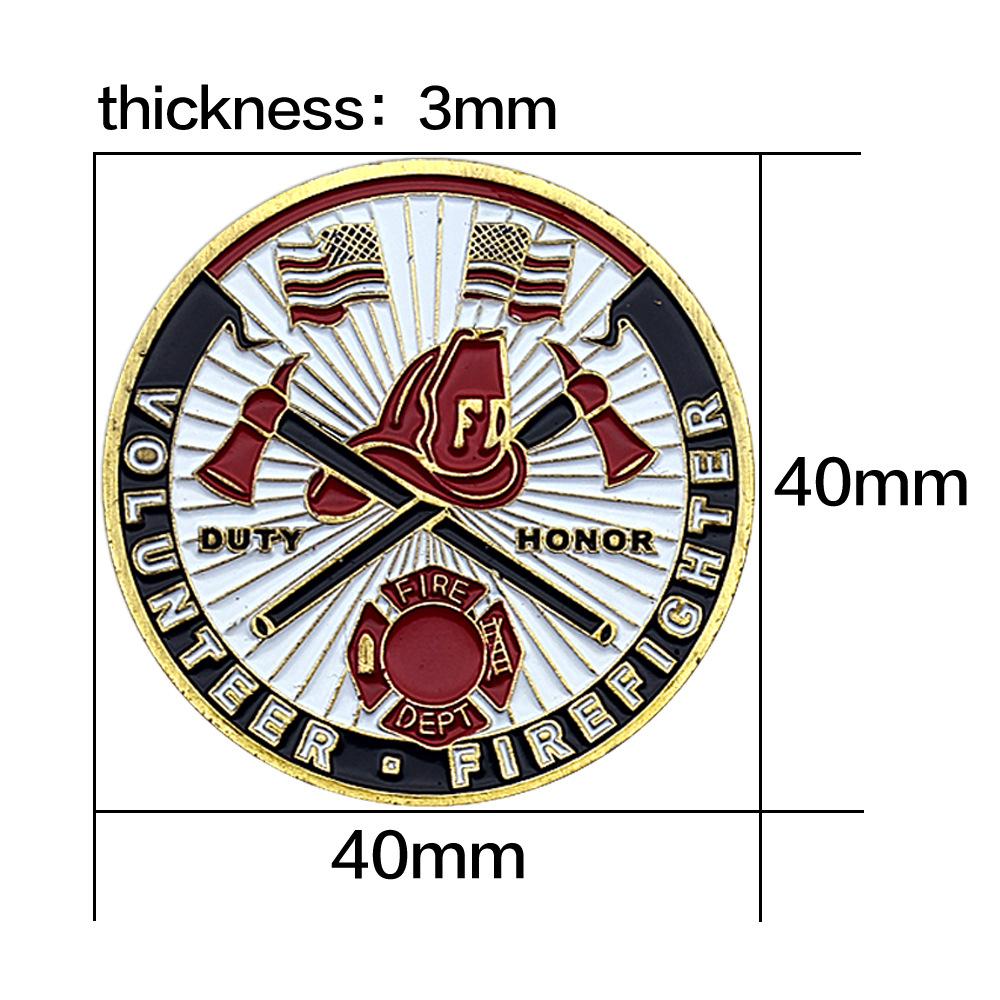 Volunteer Firefighters Challenge Coin Honor Badge Bronze Medal Commemorative Medal Home Decoration Festival Gift Souvenir