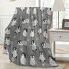1pc Penguin print flannel blanket gray fun abstract pattern for children and adults universal blanket bed sofa multifunctional