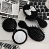 Mini-Haarkamm mit Spiegel, faltbarer Kamm, tragbarer Massagekamm für Frauen und Mädchen, Haarbürste, schwarzer Boeknot-Kamm, Styling-Tools, Geschenk