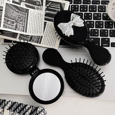 Cute Folding Airbag Comb With Mirror Silicone Cartoon Folding Combs Women Portable For Girls Travel Head Massage Relax Tools