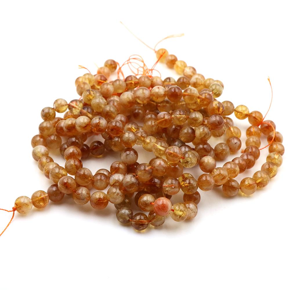 4/6/8/10/Mm Natural Stone Yellow Tower Crystal Round Loose Citrine Bead Crystal Stone Jewelry Making Diy Bracelet Necklace Gift