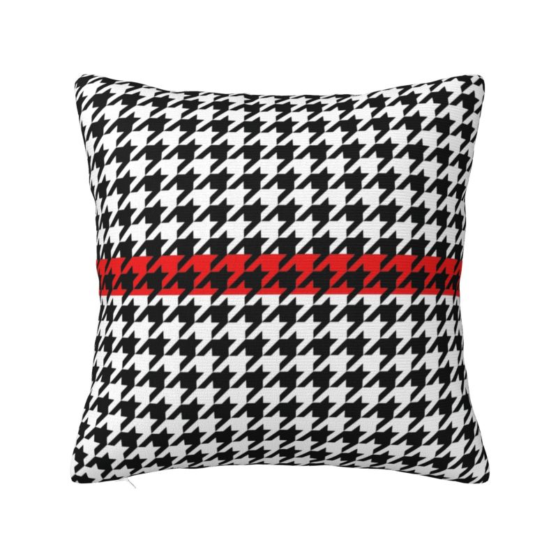 Benutzerdefinierte Hahnentritt Schwarz-Weiß Karierte Kissenbezüge für Sofa Hahnentritt Geometrisch Luxuriöser Kissenbezug Weicher Kissenbezug