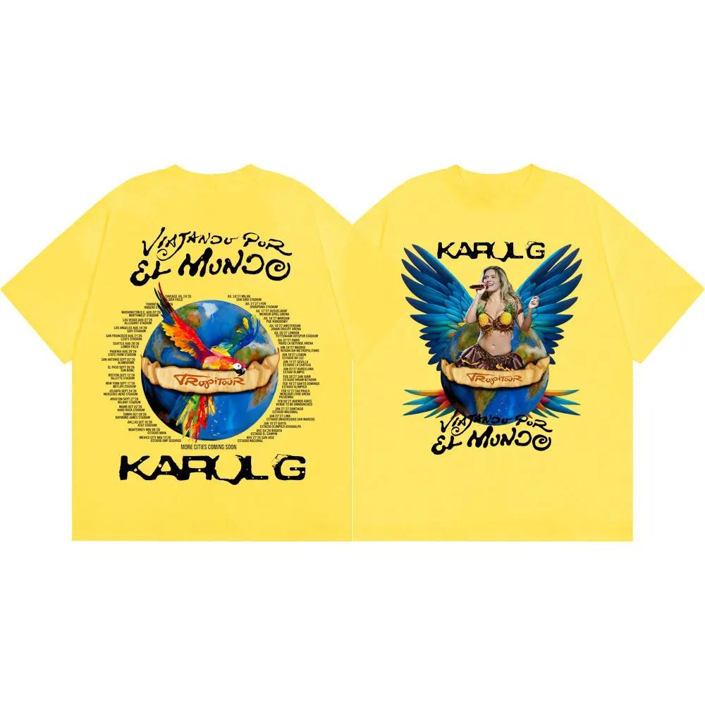 Cantante Karol G Tropicoqueta Tour 2026 Magliette Grafiche Uomo Donna Moda Vintage T-shirt Estiva Casual Ampia Magliette in Cotone