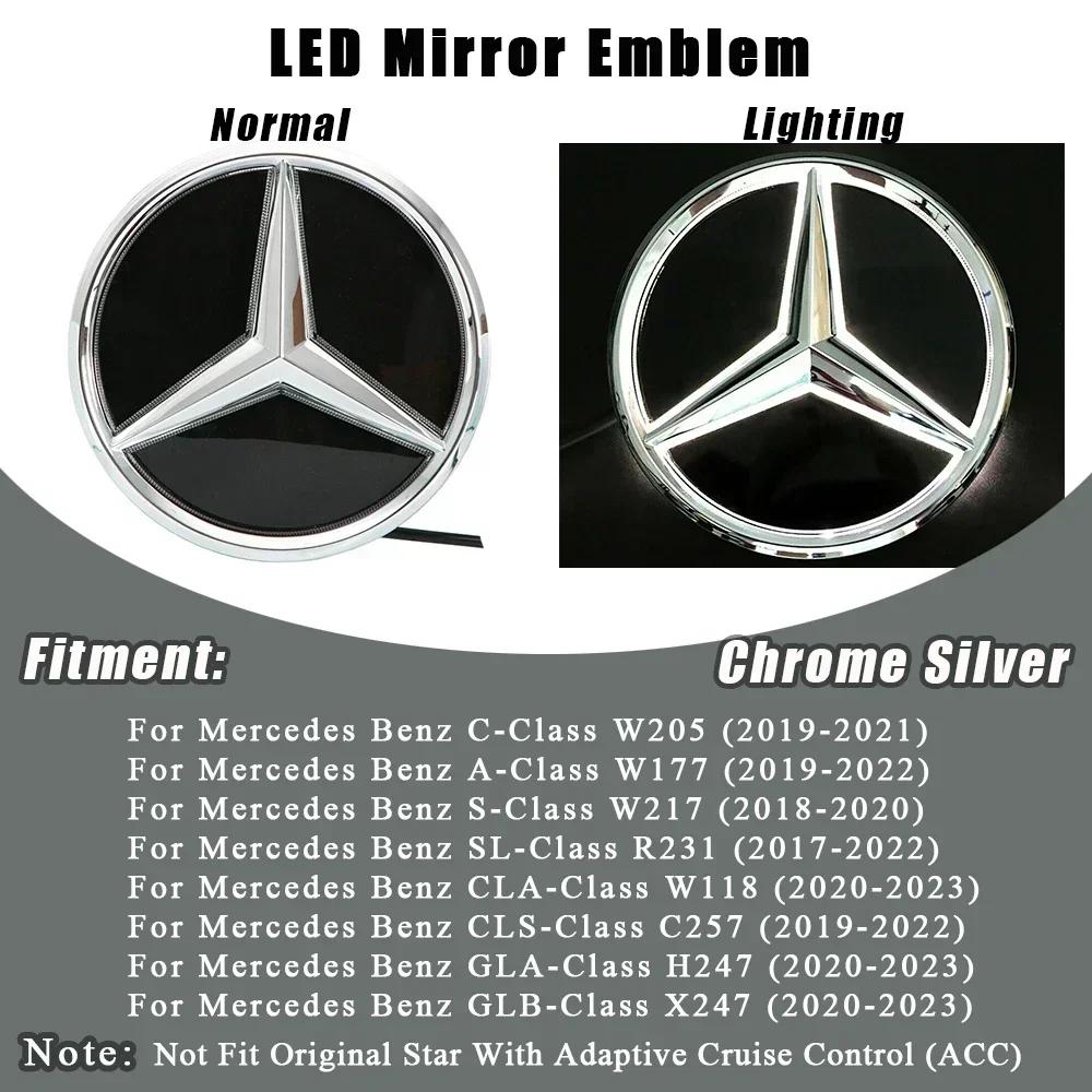 

Car Sticker 2025 Hot For Mercedes Benz Chrome Silver And Glossy Black Car Front Grilled Star Emblem Illuminated Logo For Merced