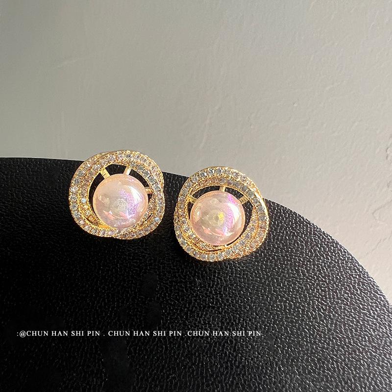 

No pierced earrings Dong Qing big pearl earrings women s fashion temperament mosquito coil disc earclips enhanced version earrings 14k