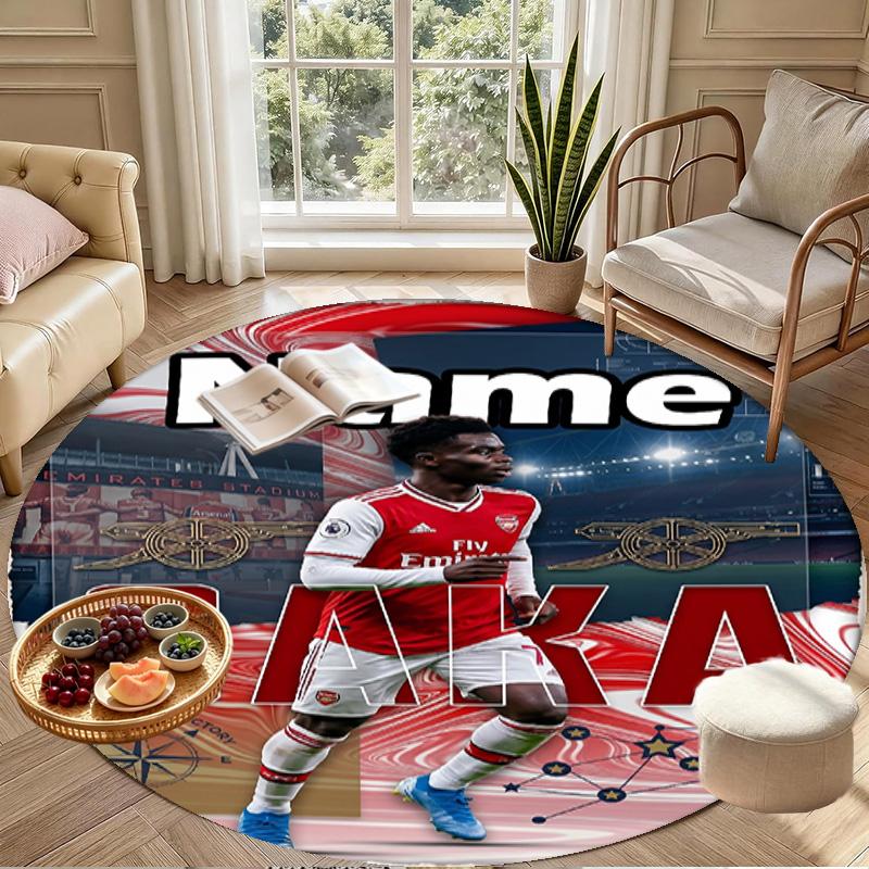 Benutzerdefinierter Name Personalisierter Arsenal F.C Druck Runder Teppich, Vielseitiger Heimdekorations-Teppich, für Spielzimmer, Wohnung, Balkon, Eingangsbereich, Flur Geschenk