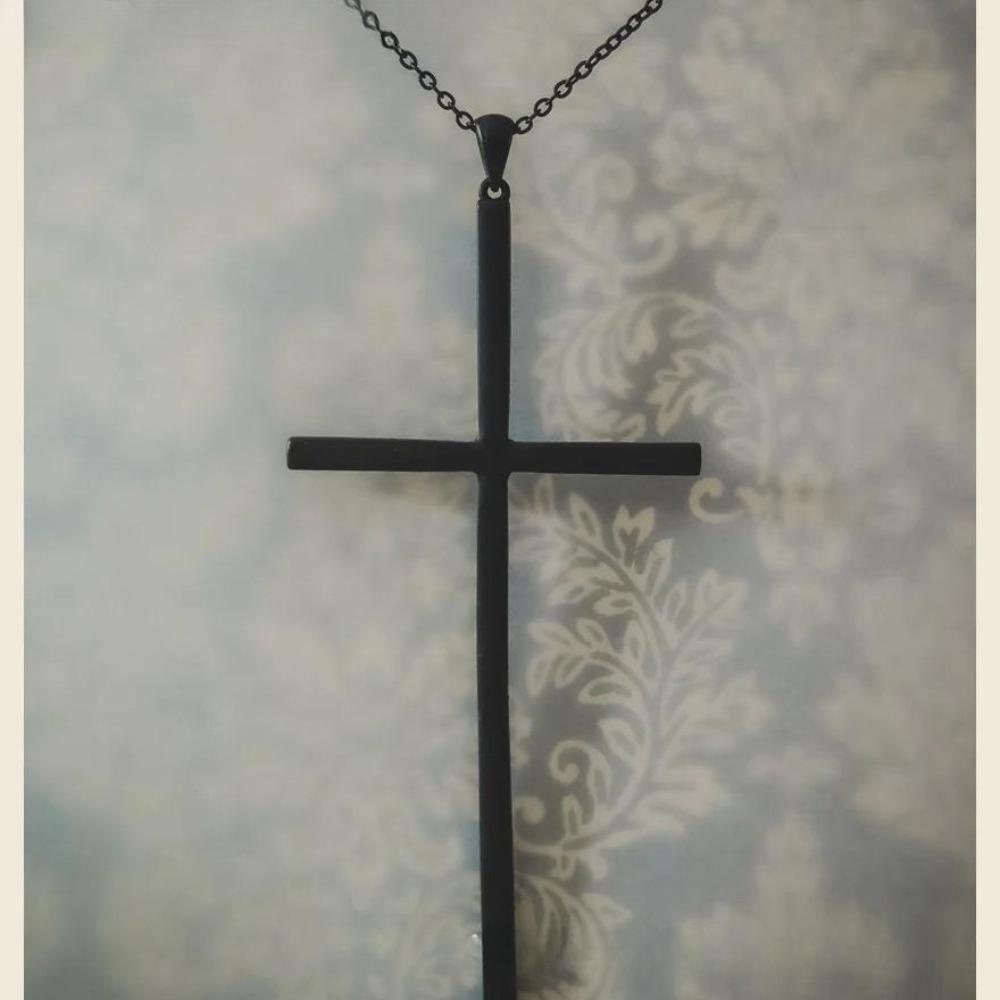 Gothic Victorian Black Cross Pendant Necklace for Women Men Halloween Personality Minimalism Amulet Collar Chain Jewelry Gifts