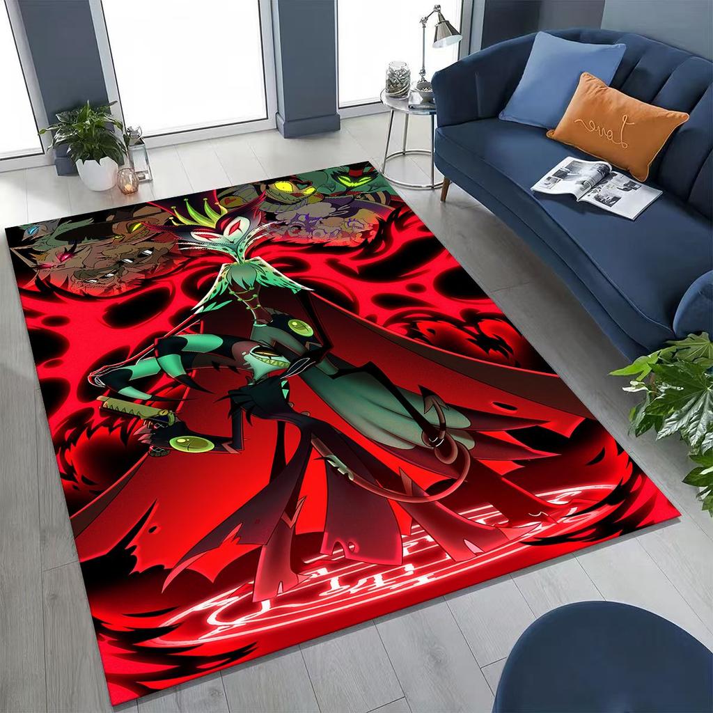 Alfombra de Dibujos Animados 3D H-Helluva Boss Blitzo H-Hazbin Hotel para Dormitorio Sala de Estar Sofá Decoración de Felpudo para el Hogar, Alfombra Antideslizante para el Suelo