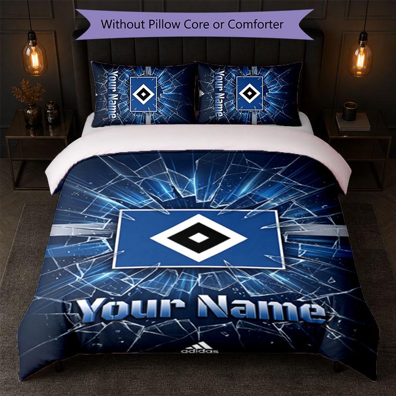 Hamburger SV Custom Name Text Bedding Set 1 Duvet Cover+2 Pillowcases Soccer Logo Personalized Gift For Special Occasion Bedroom Decor