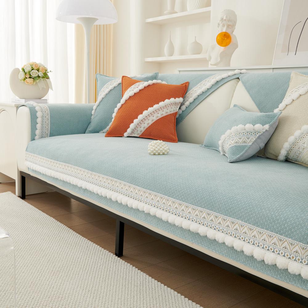 Fresh Cotton and Linen Sofa Cushion Four Seasons Universal Cushion Blanket Non-Slip Sofa Cover Cover Cloth