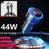 MKO 120W Metal Car Charger for Apple & Android with PD USB Pass-through and Cigarette Lighter Converter.
